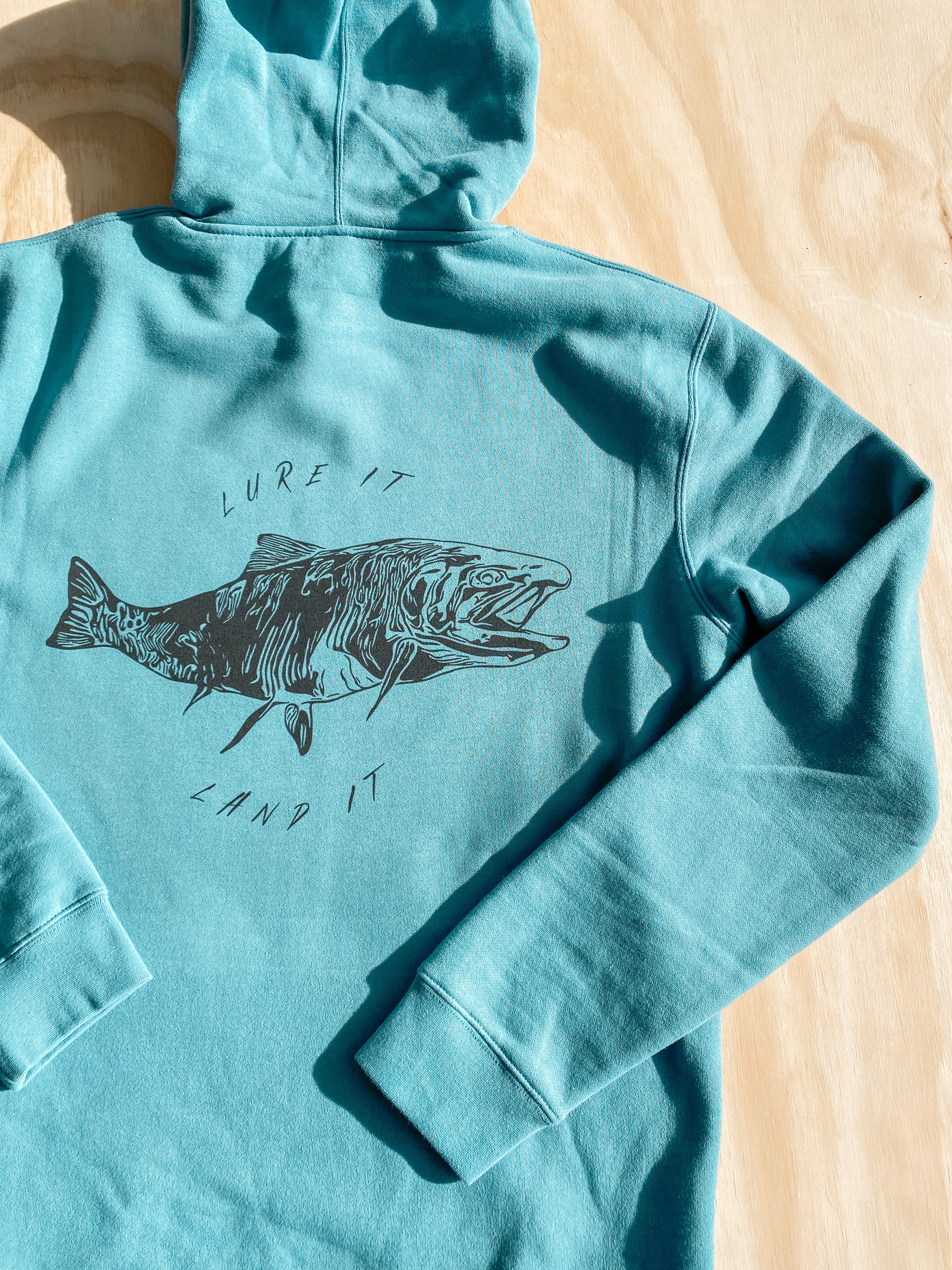 Lure it Land it Trout hoodie – Shoot Catch Create
